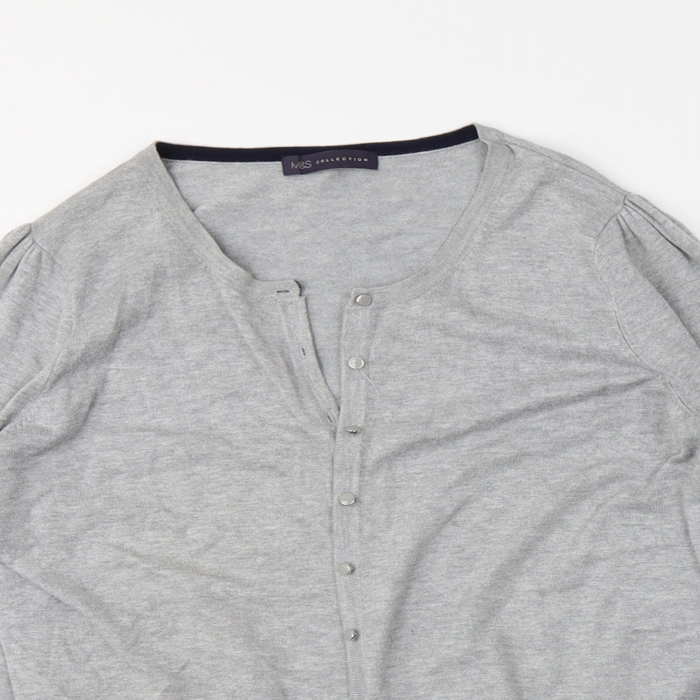 M&S Womens Grey   Cardigan Jumper Size 16
