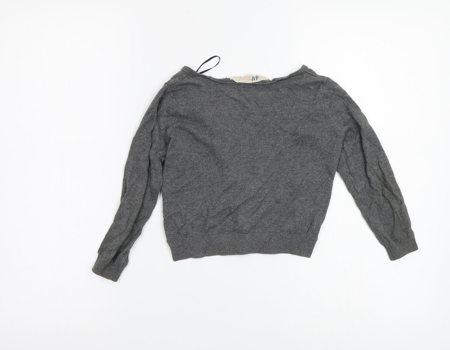 H&M Girls Grey   Cardigan Jumper Size 3-4 Years