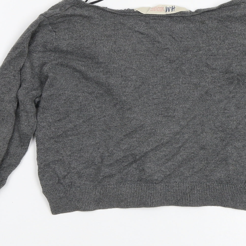 H&M Girls Grey   Cardigan Jumper Size 3-4 Years