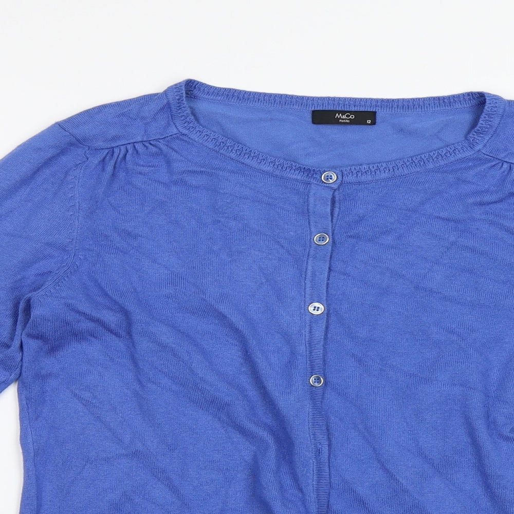 M&Co Womens Blue   Cardigan Jumper Size 12
