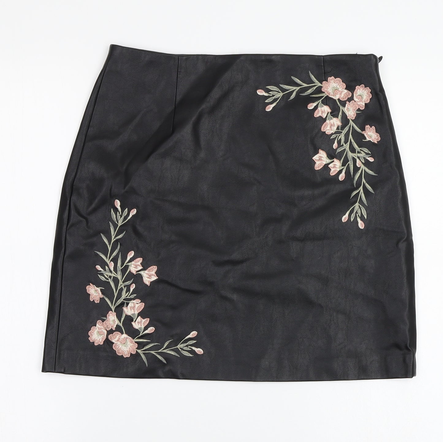 Papaya Womens Black Floral  Mini Skirt Size S
