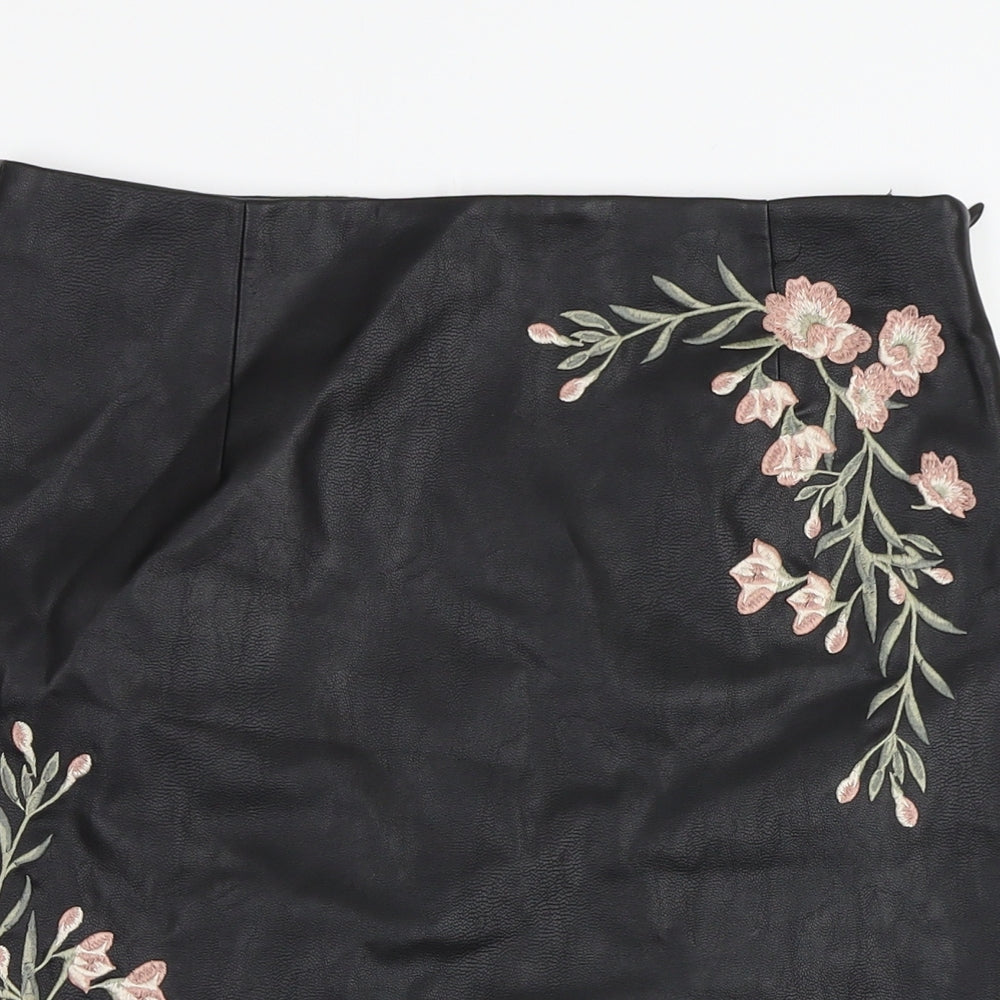 Papaya Womens Black Floral  Mini Skirt Size S