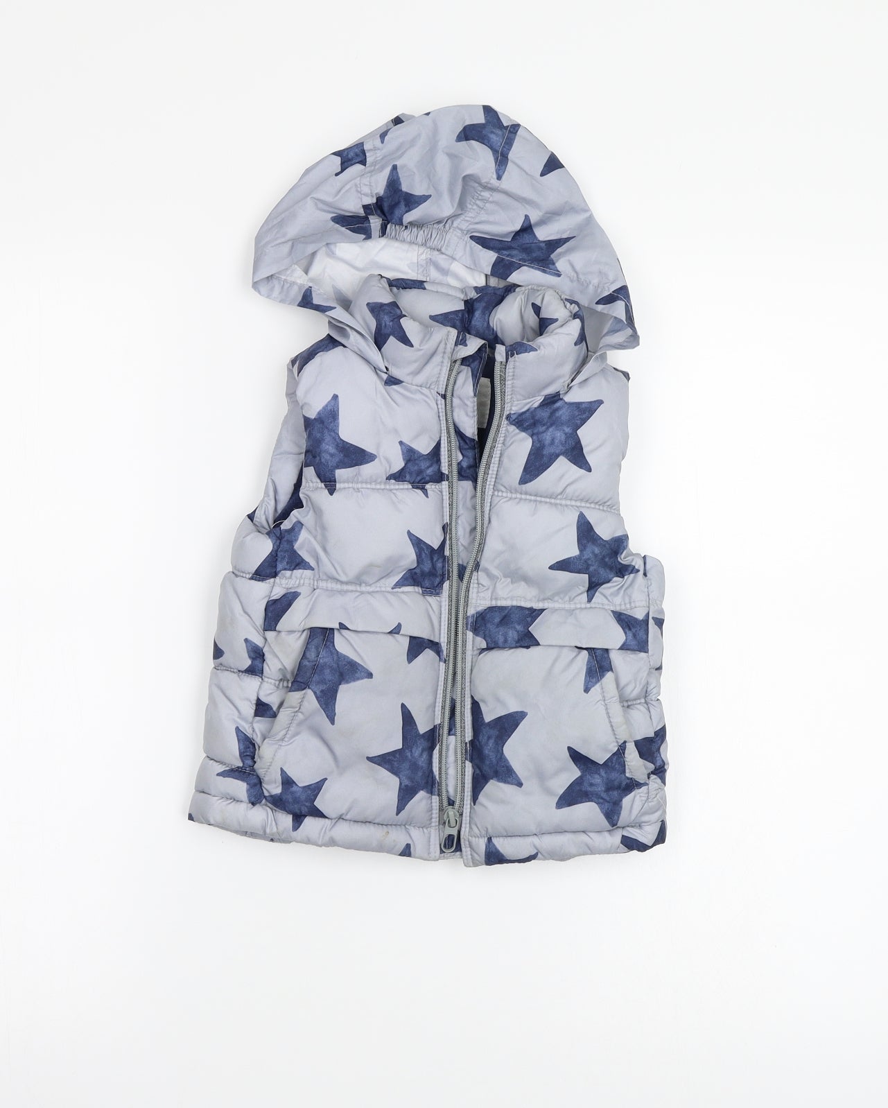 Zara Boys Blue Geometric  Puffer Jacket Waistcoat