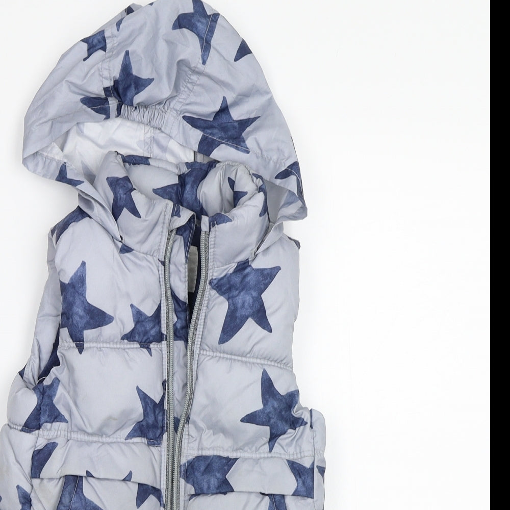 Zara Boys Blue Geometric  Puffer Jacket Waistcoat