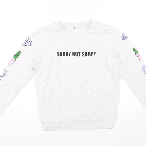 Divided Womens Grey   Basic T-Shirt Size S  - Sorry not sorry