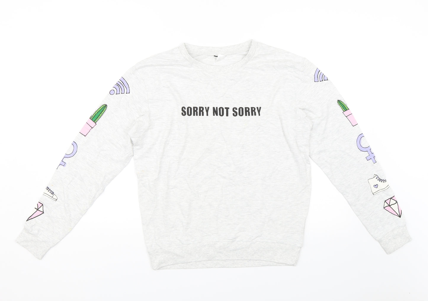 Divided Womens Grey   Basic T-Shirt Size S  - Sorry not sorry