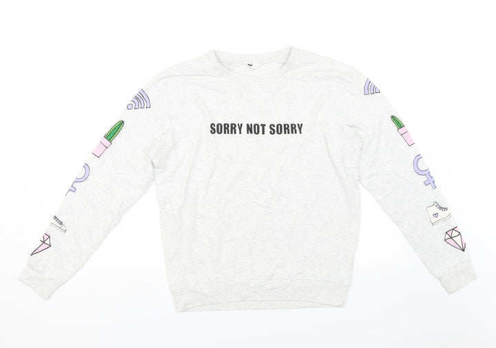 Divided Womens Grey   Basic T-Shirt Size S  - Sorry not sorry