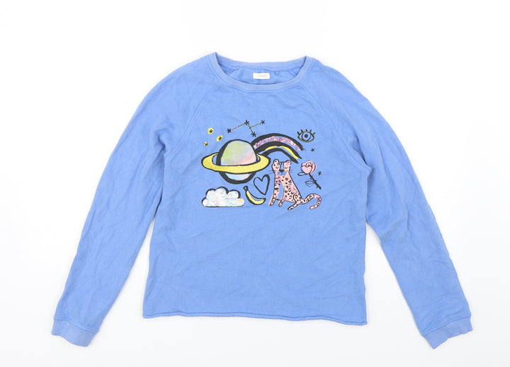 NEXT Girls Blue   Pullover Jumper Size 12 Years  - Cheetah