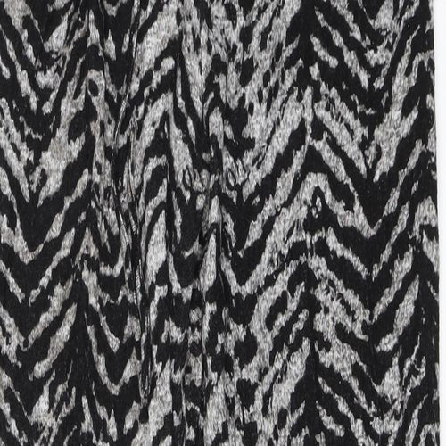 Peacocks Womens Black Animal Print  Trousers  Size 6 L29 in