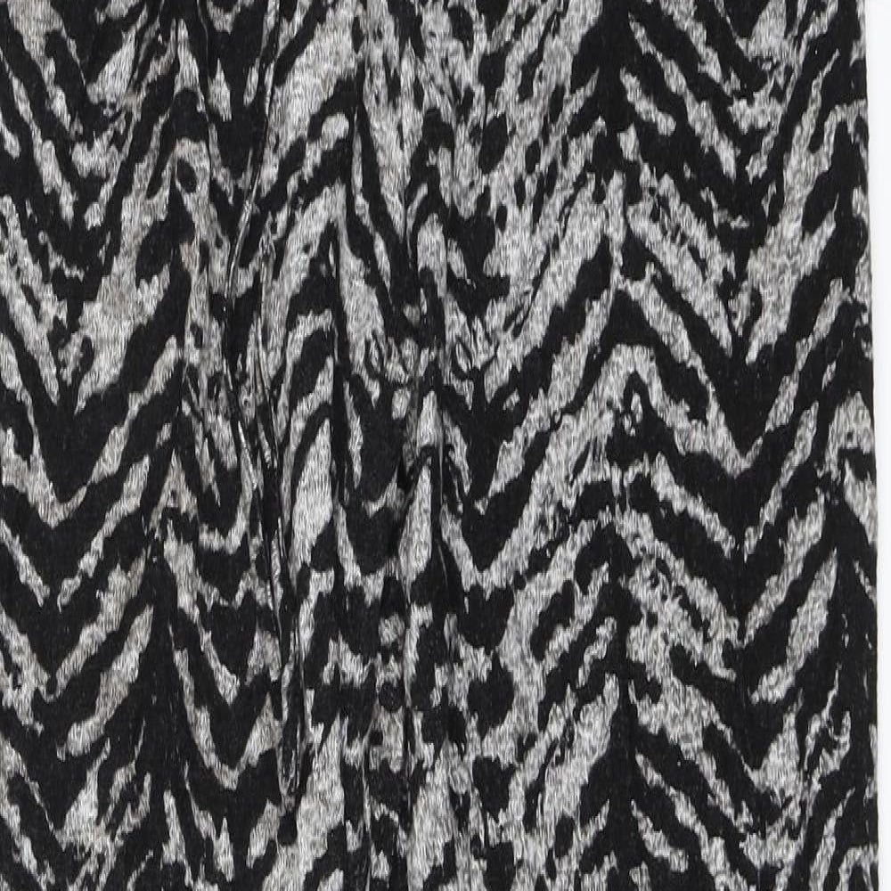 Peacocks Womens Black Animal Print  Trousers  Size 6 L29 in