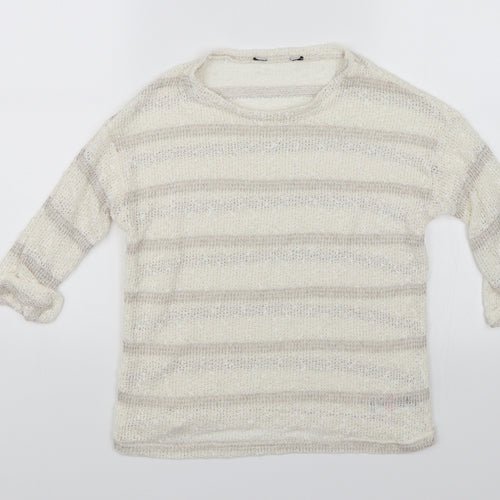 Dorothy Perkins Womens White Striped  Pullover Jumper Size 8