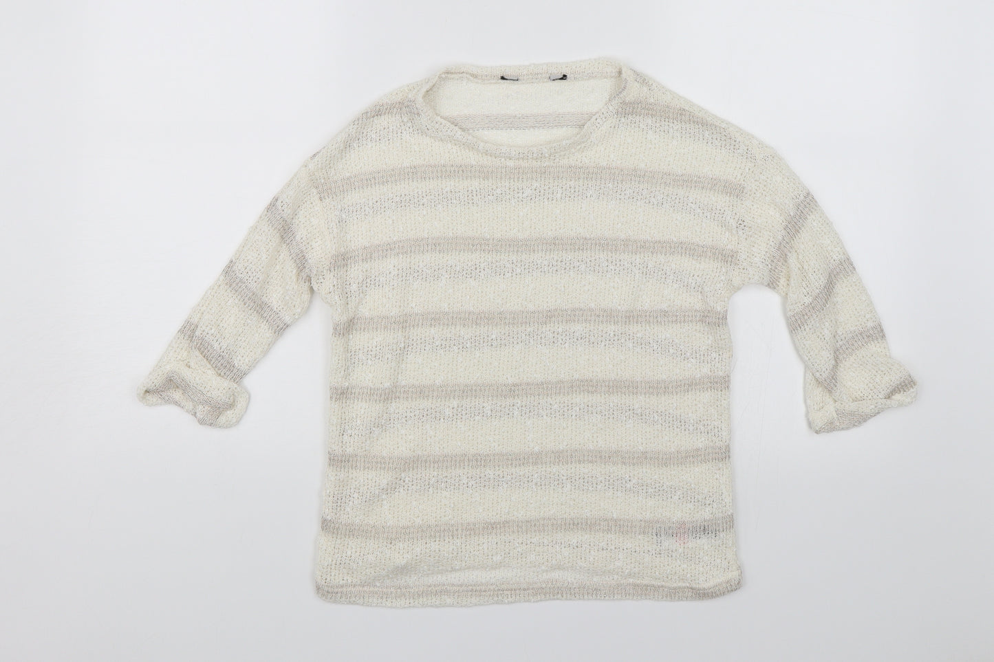 Dorothy Perkins Womens White Striped  Pullover Jumper Size 8
