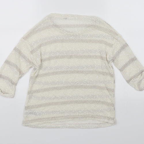 Dorothy Perkins Womens White Striped  Pullover Jumper Size 8