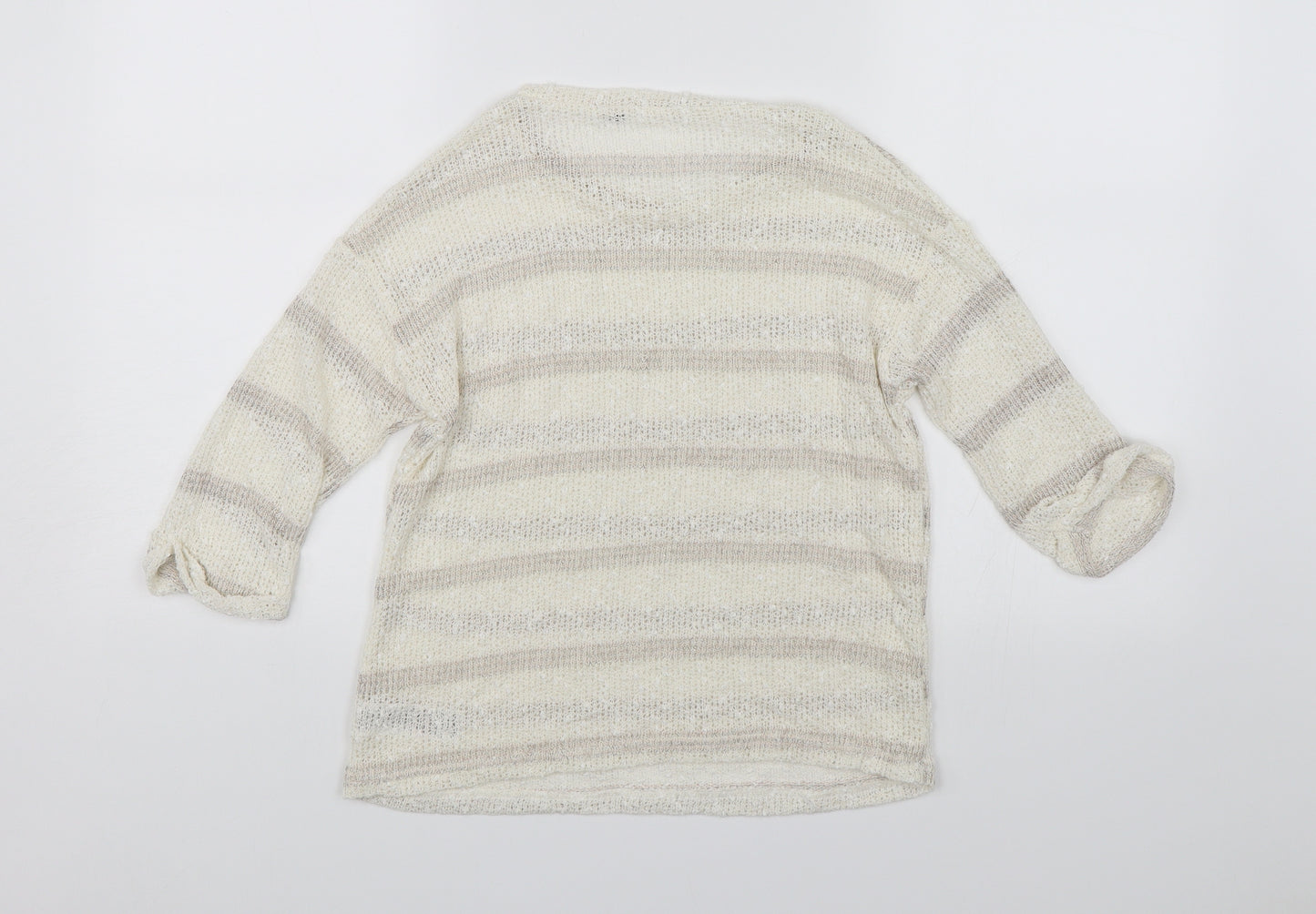 Dorothy Perkins Womens White Striped  Pullover Jumper Size 8