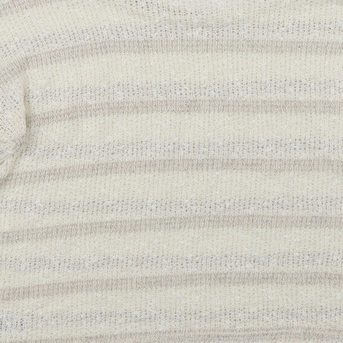Dorothy Perkins Womens White Striped  Pullover Jumper Size 8