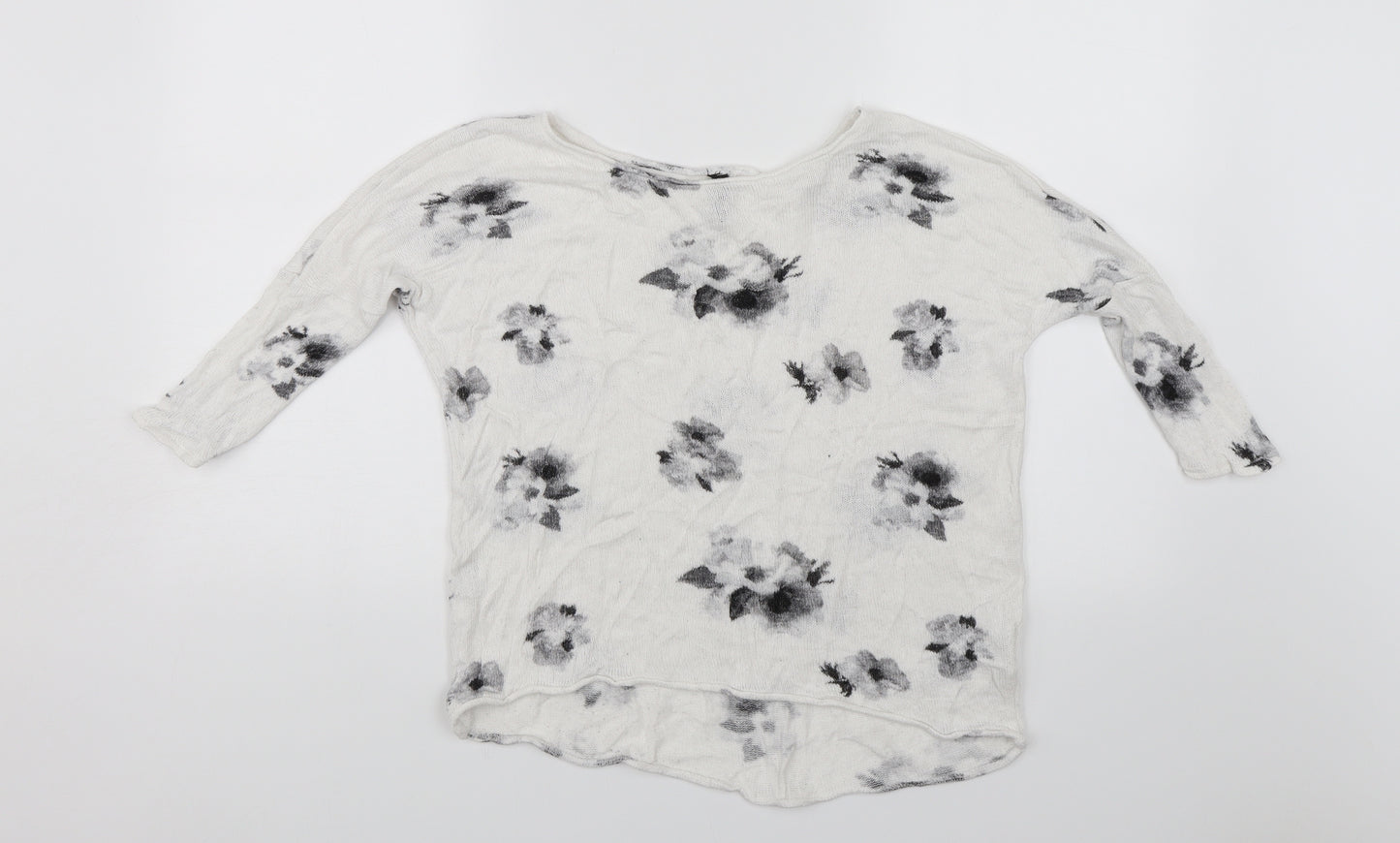 Divided Womens White Floral  Pullover Jumper Size XS
