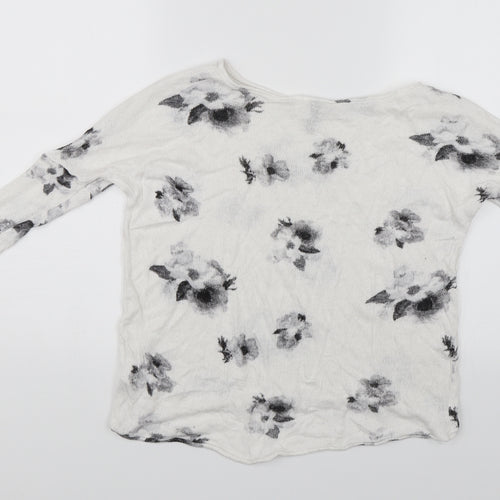 Divided Womens White Floral  Pullover Jumper Size XS