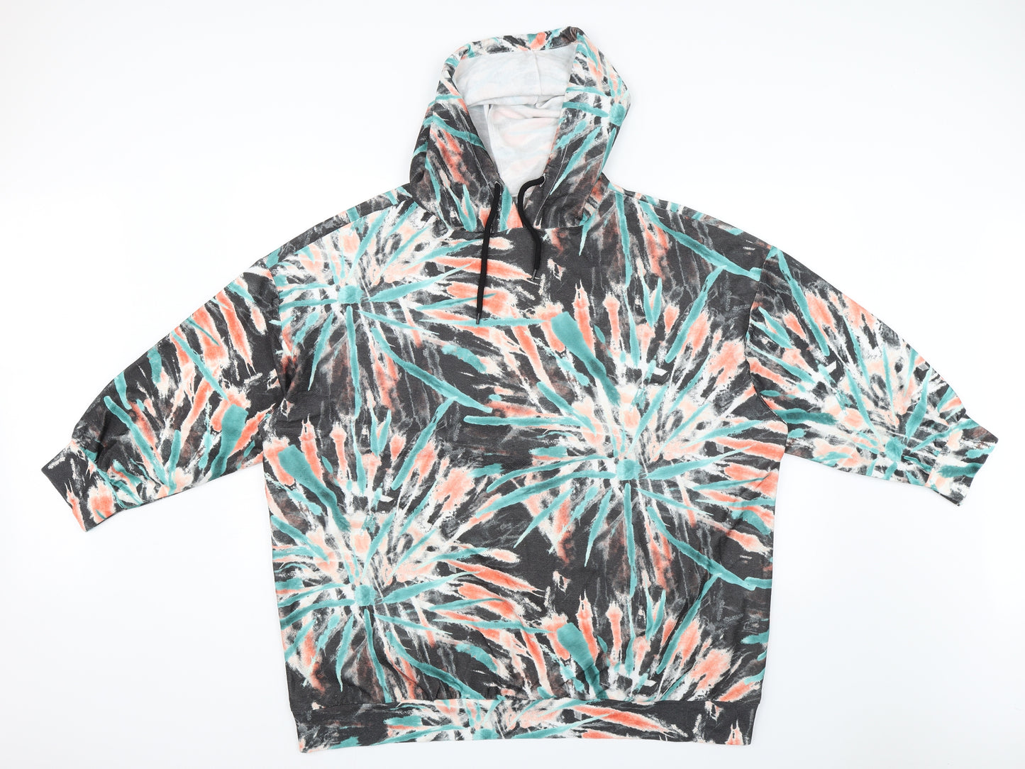 Big Dart Womens Green Floral  Pullover Hoodie Size 10