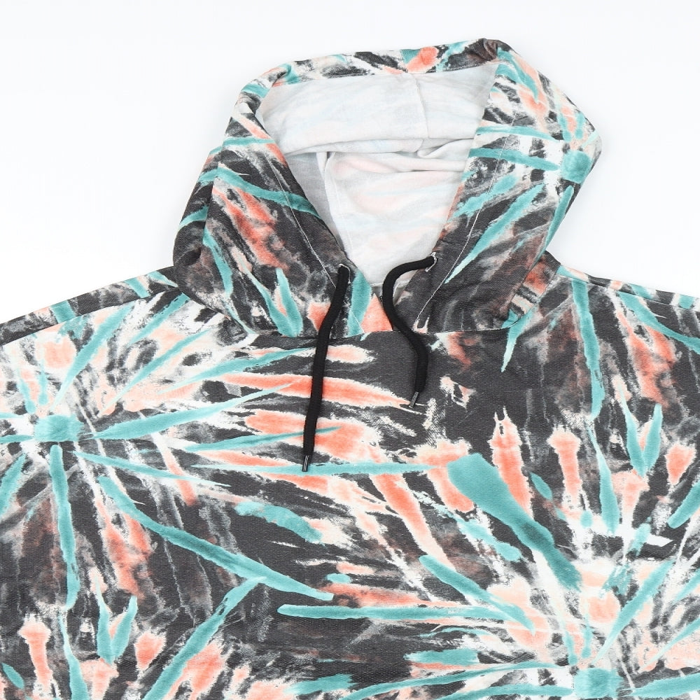 Big Dart Womens Green Floral  Pullover Hoodie Size 10