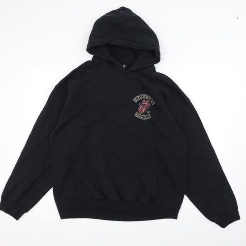 Gilden Mens Black   Pullover Hoodie Size L  - Rolling Stones
