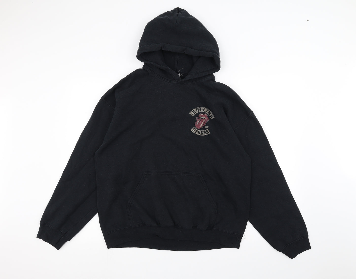 Gilden Mens Black   Pullover Hoodie Size L  - Rolling Stones