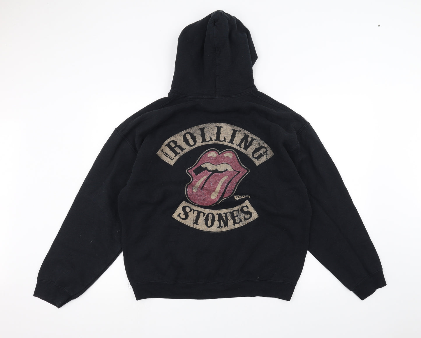 Gilden Mens Black   Pullover Hoodie Size L  - Rolling Stones