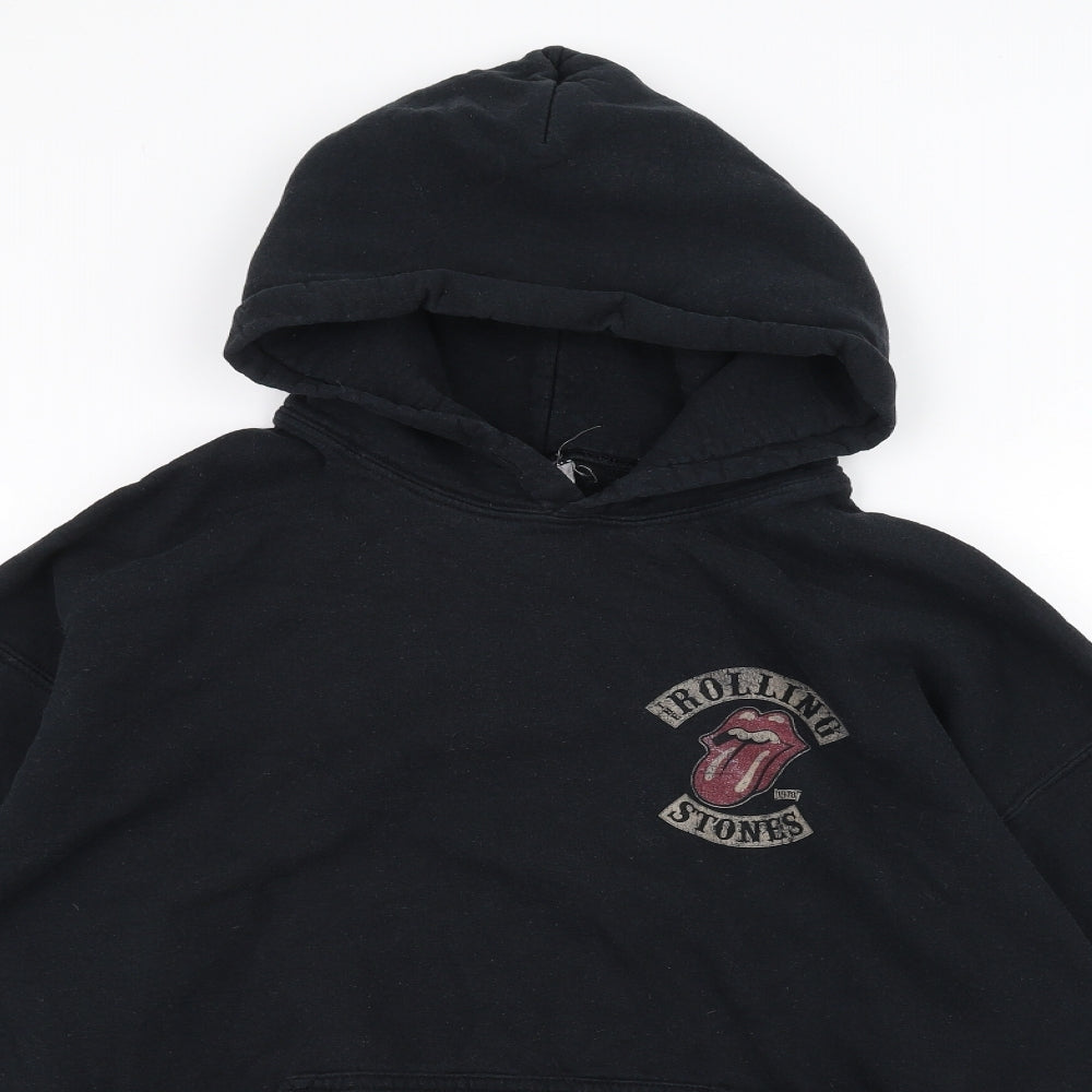 Gilden Mens Black   Pullover Hoodie Size L  - Rolling Stones