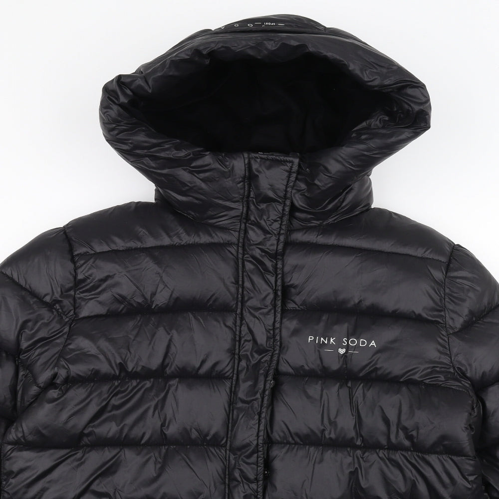 Pink Soda Womens Black   Puffer Jacket Coat Size 12