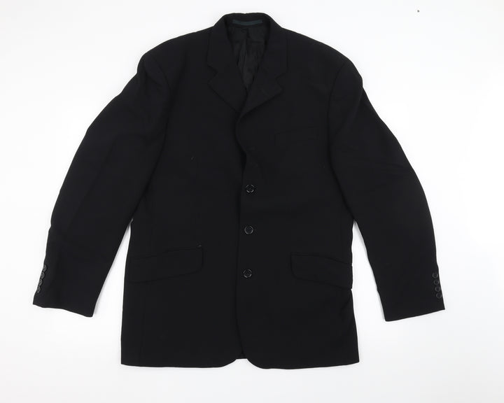 REMUS Mens Black   Jacket Suit Jacket Size 40