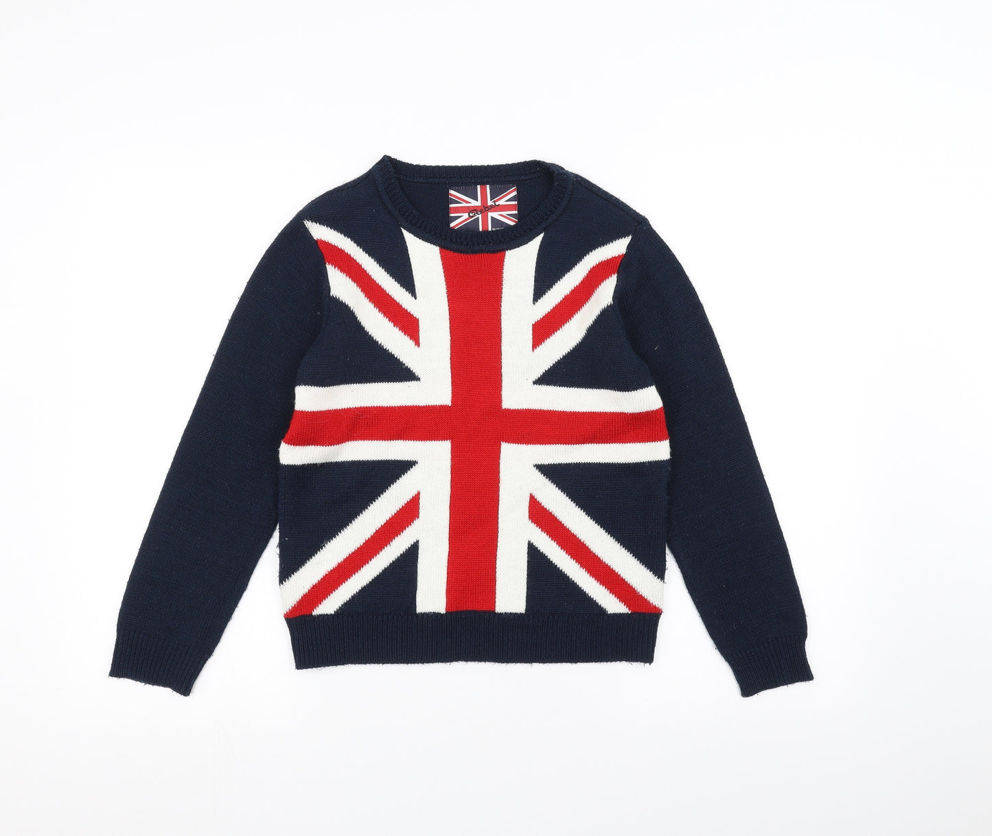 Rebel Boys Blue   Pullover Jumper Size 10-11 Years  - UK Flag
