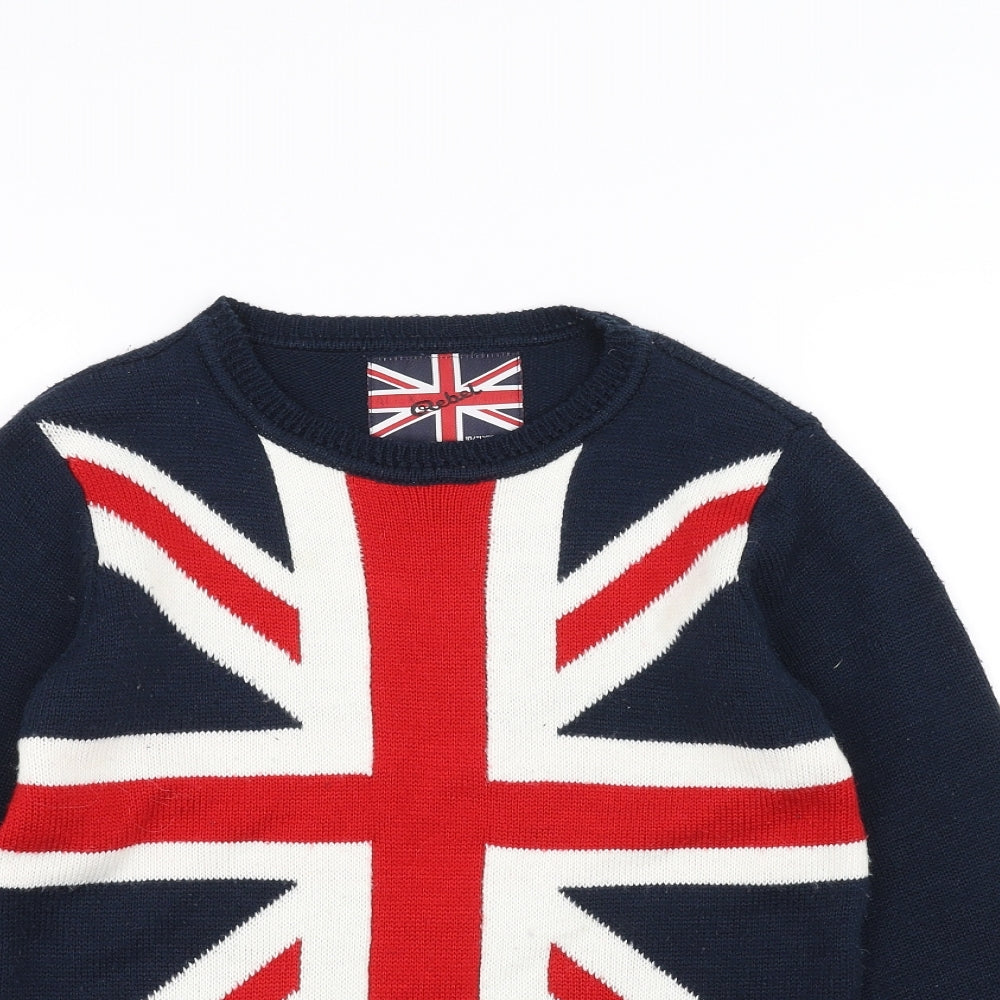Rebel Boys Blue   Pullover Jumper Size 10-11 Years  - UK Flag