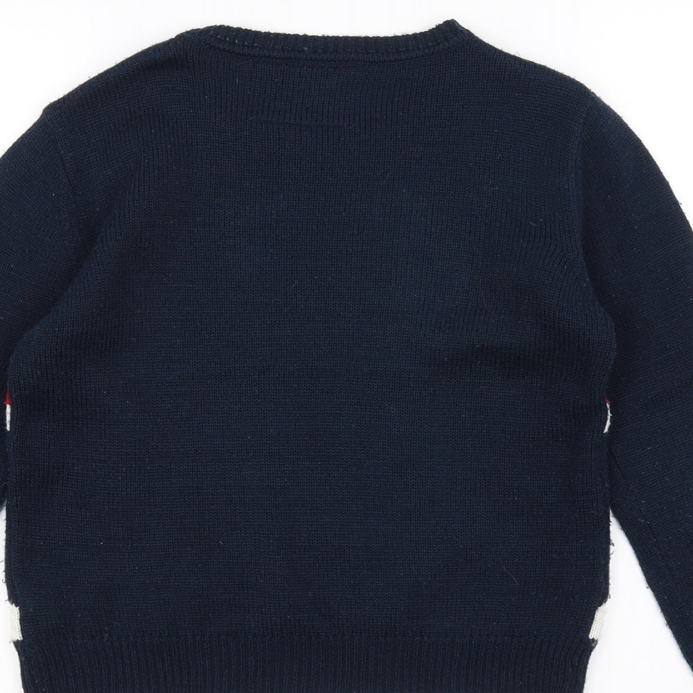 Rebel Boys Blue   Pullover Jumper Size 10-11 Years  - UK Flag