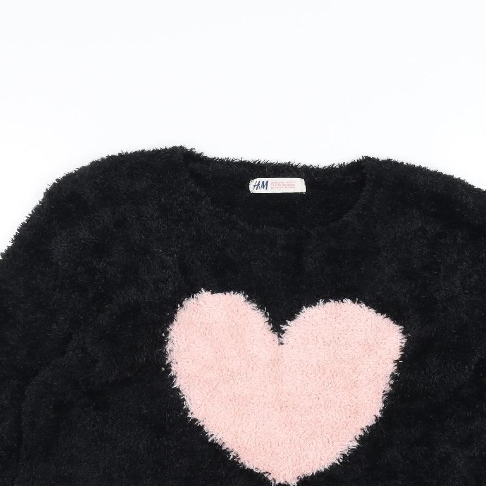 H&M Girls Black   Pullover Jumper Size 9-10 Years