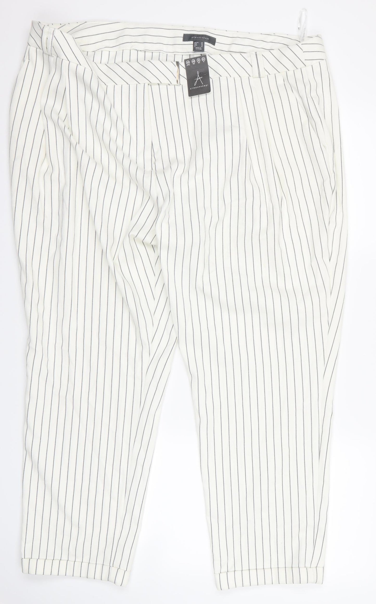 Atmosphere Womens White Striped  Trousers  Size 20 L27 in