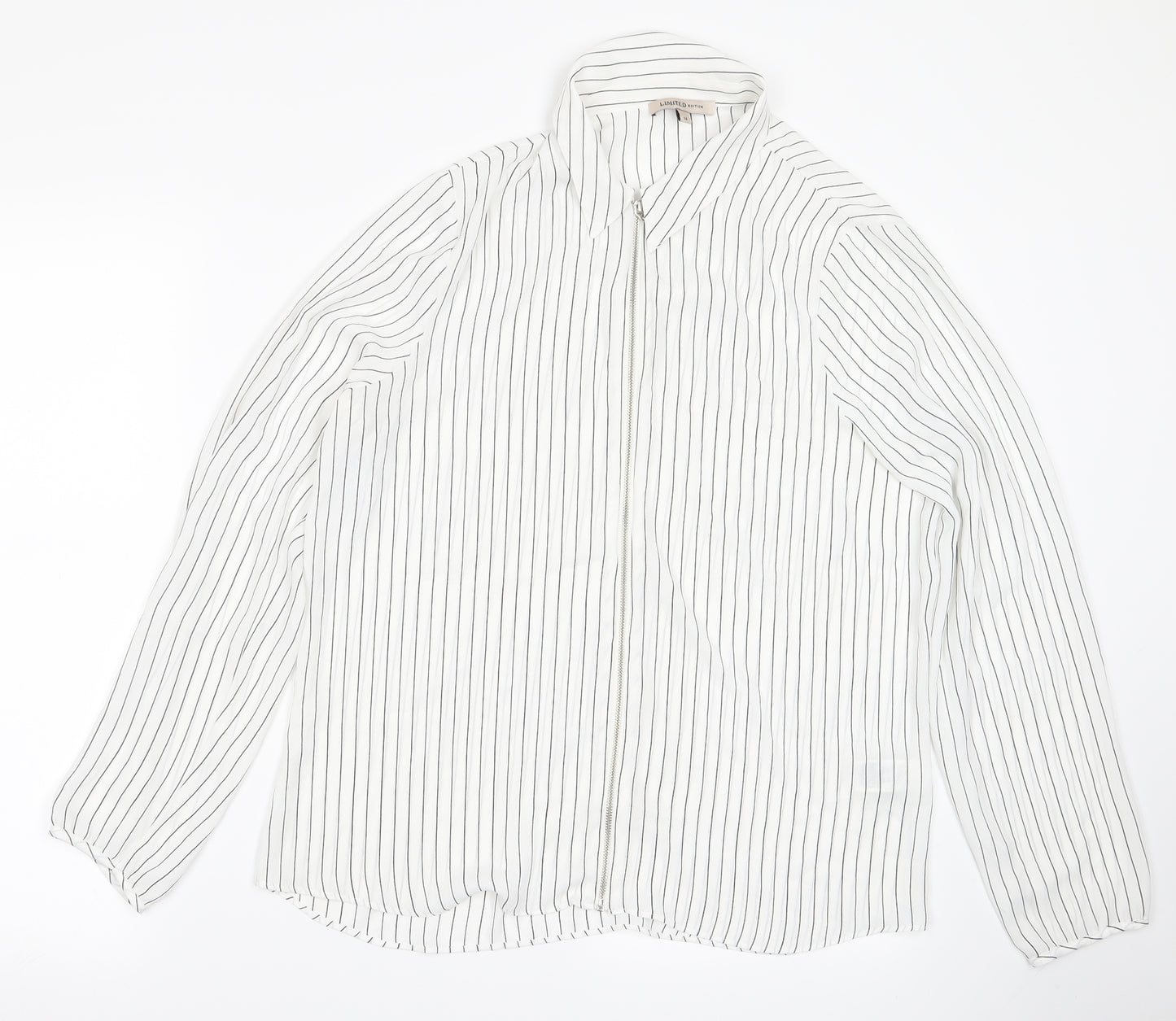 m&s Womens White Striped  Jacket  Size 14