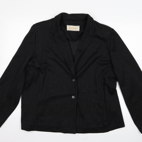 Roman Womens Black Striped  Jacket  Size 22