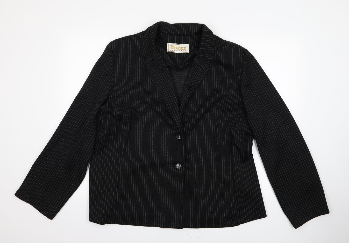Roman Womens Black Striped  Jacket  Size 22