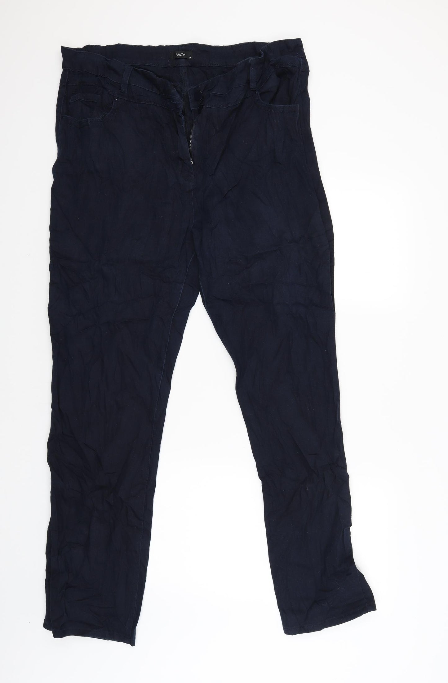 M&Co Womens Blue   Straight Jeans Size 20 L32 in