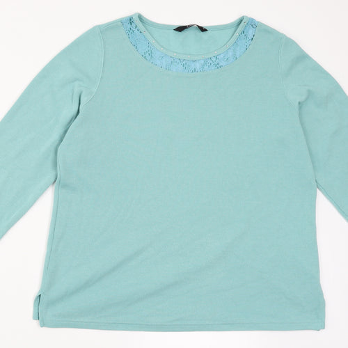 BM Womens Blue   Pullover Jumper Size M  - lace trim on collar