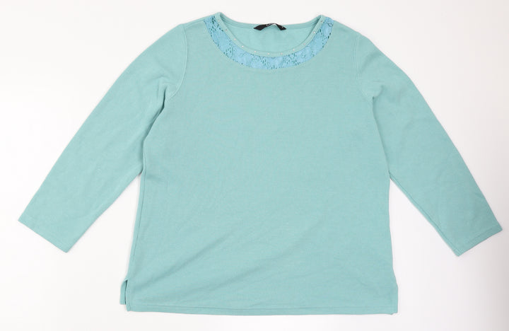 BM Womens Blue   Pullover Jumper Size M  - lace trim on collar