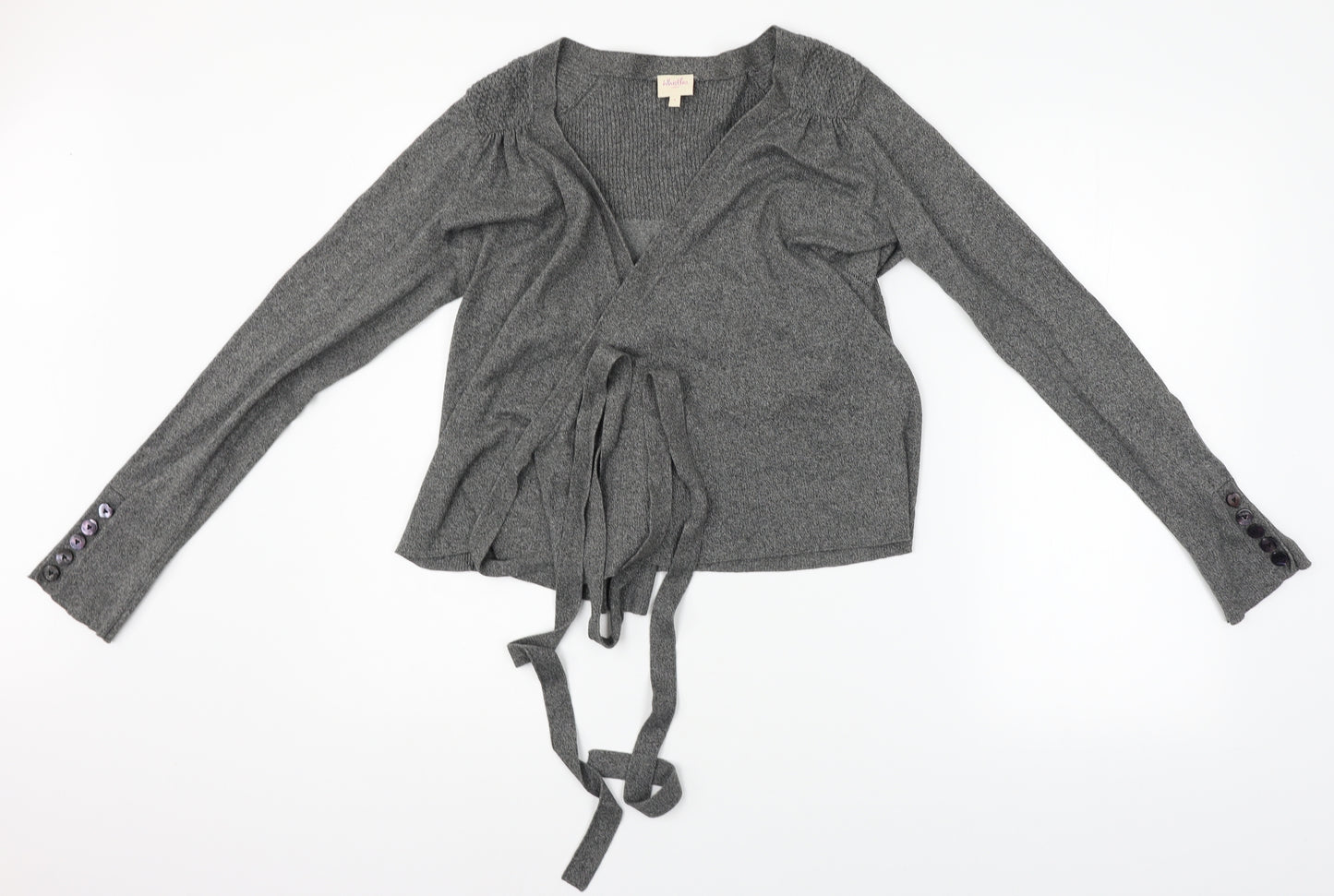 Whistles Womens Grey   Cardigan Jumper Size L  - ties at bottom
