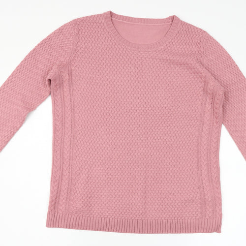 EWM Womens Pink  Knit Pullover Jumper One Size