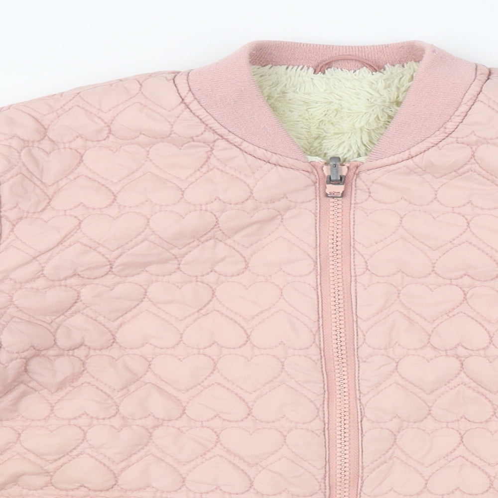 George Girls Pink   Bomber Jacket Jacket Size 12-13 Years  - heart pattern