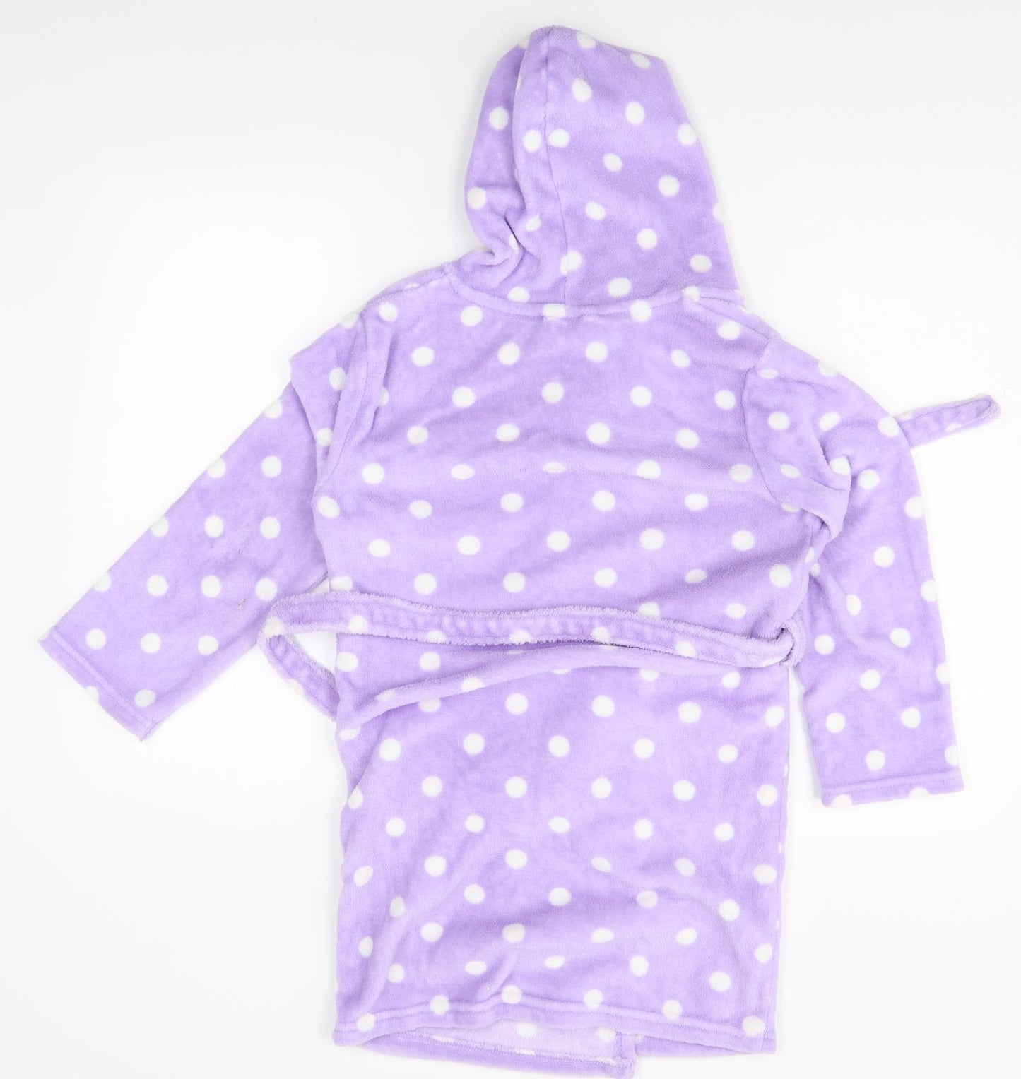 Preworn Girls Purple Polka Dot   Robe Size 10-11 Years  - Caitlin embroidered on