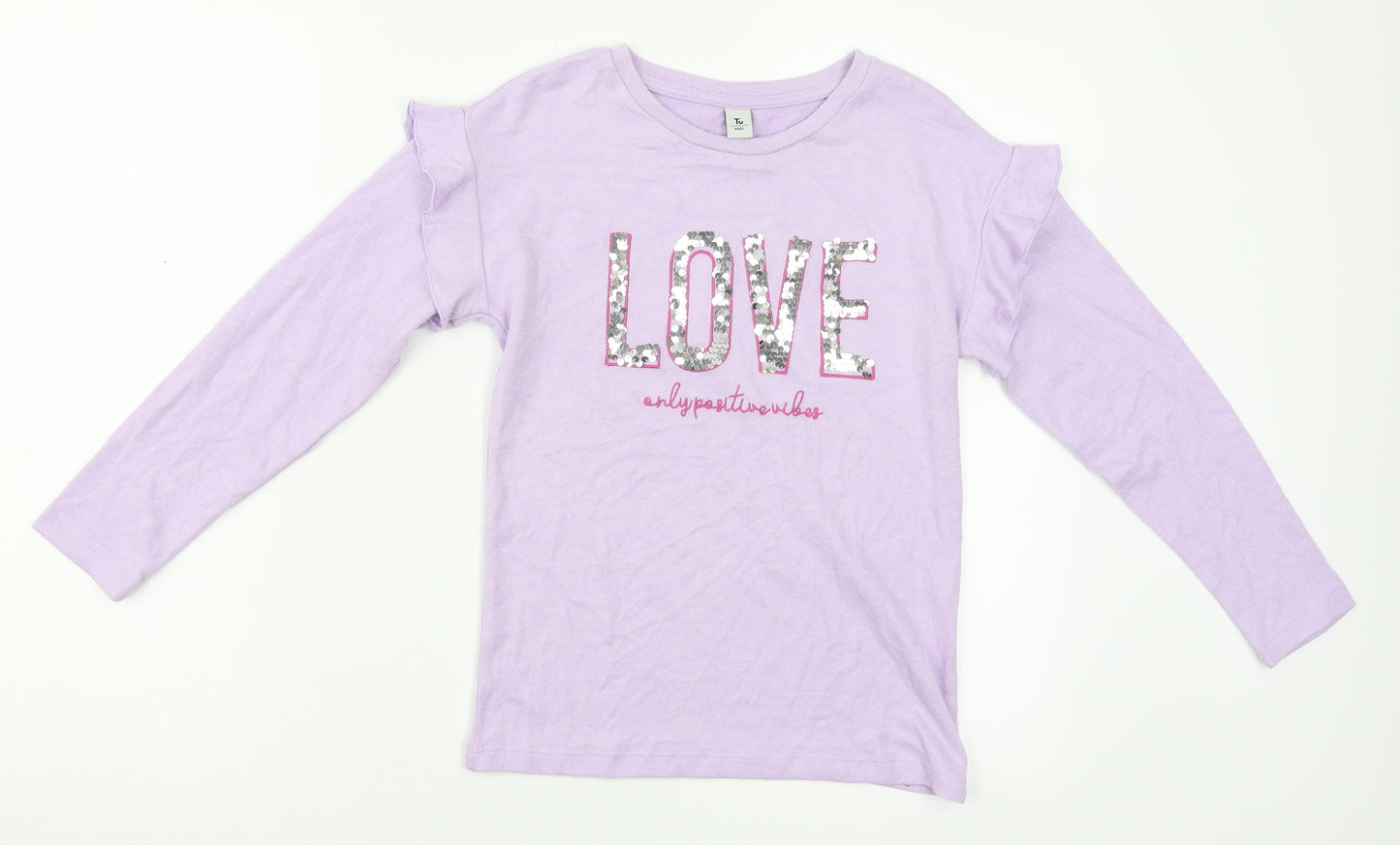 TU Girls Purple   Basic T-Shirt Size 10 Years  - ruffle detail