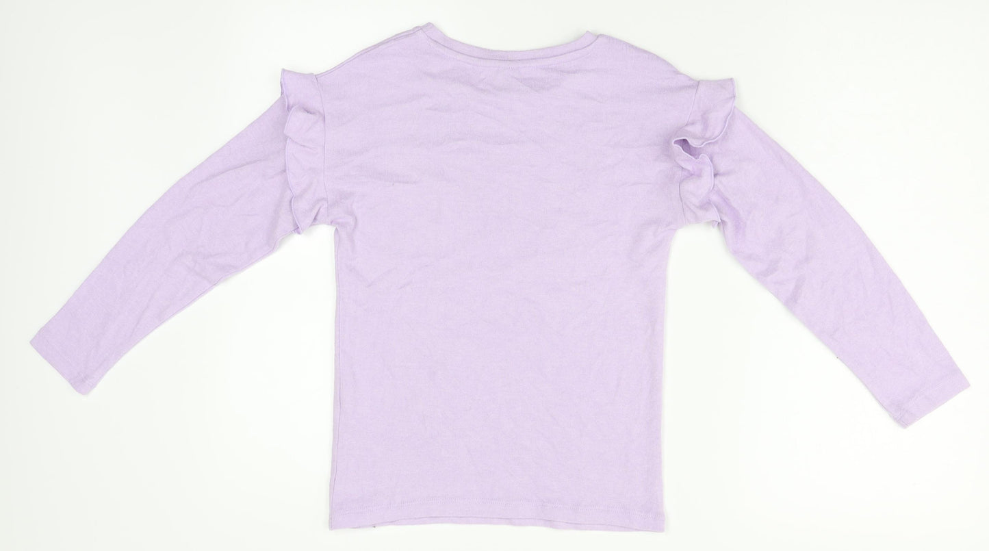 TU Girls Purple   Basic T-Shirt Size 10 Years  - ruffle detail