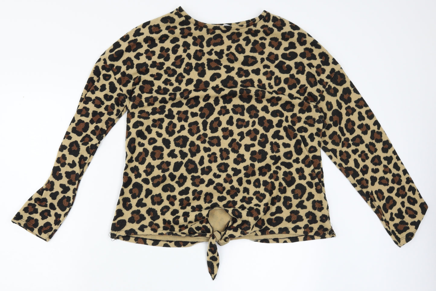 pep co Womens Brown Animal Print  Pullover Jumper Size 14  - tie in front