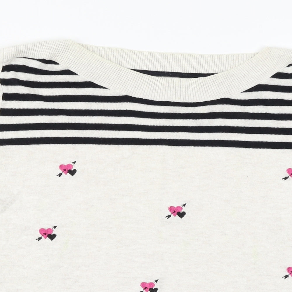Red Herring Womens White Striped  Pullover Jumper Size 10