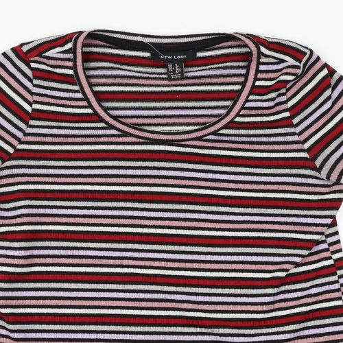 New Look Womens Red Striped  Pullover Jumper Size 8