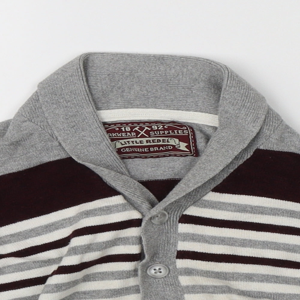 Little Rebel Baby Grey Striped  Pullover Jumper Size 18-24 Months